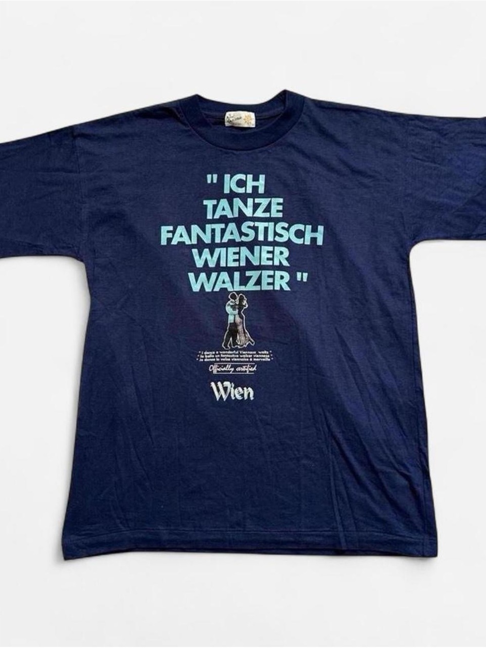Vintage 1990s  Navy 'Wiener Walzer' German Dance Graphic Tee XL